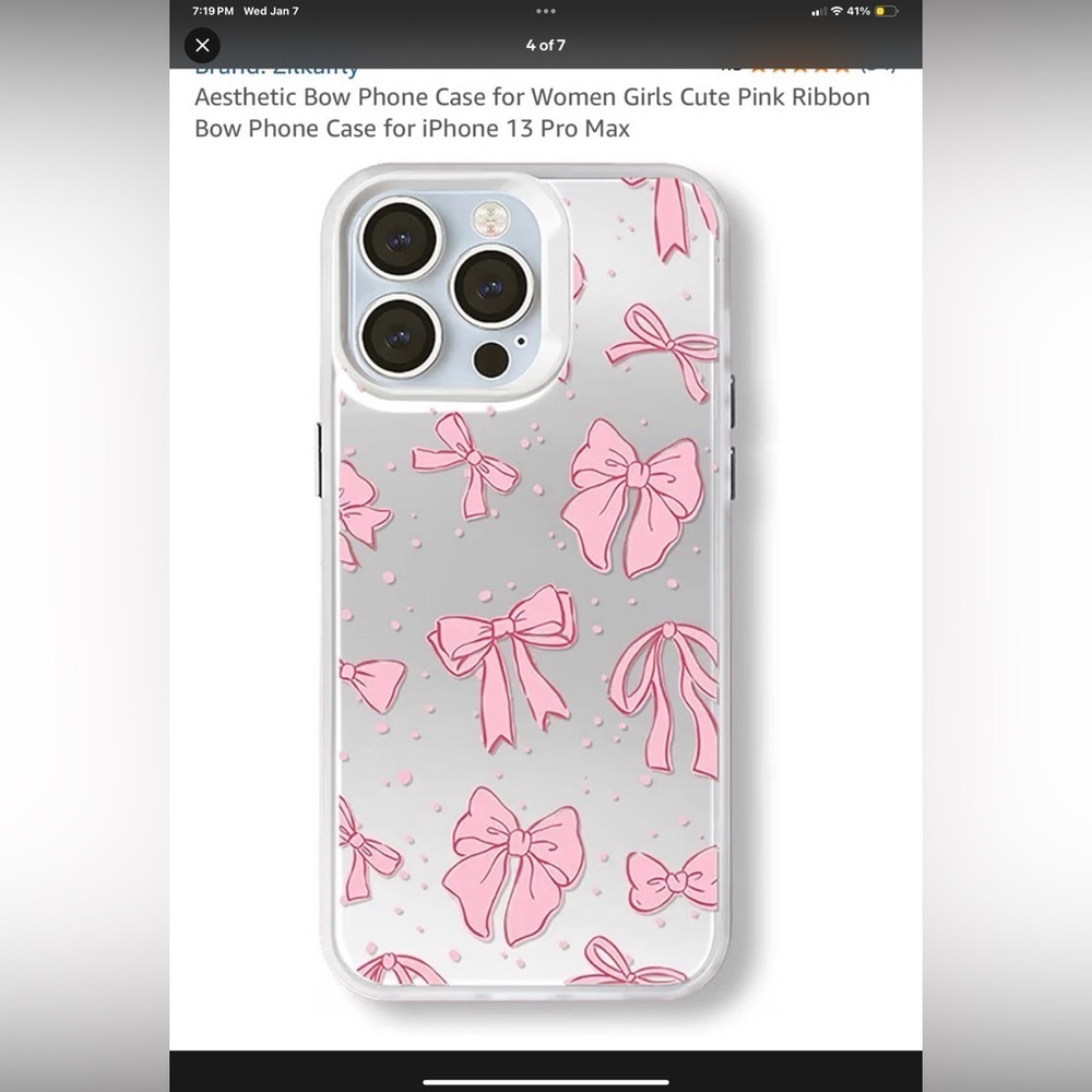Pink Bow Pattern Phone Case - Picture 2 of 6
